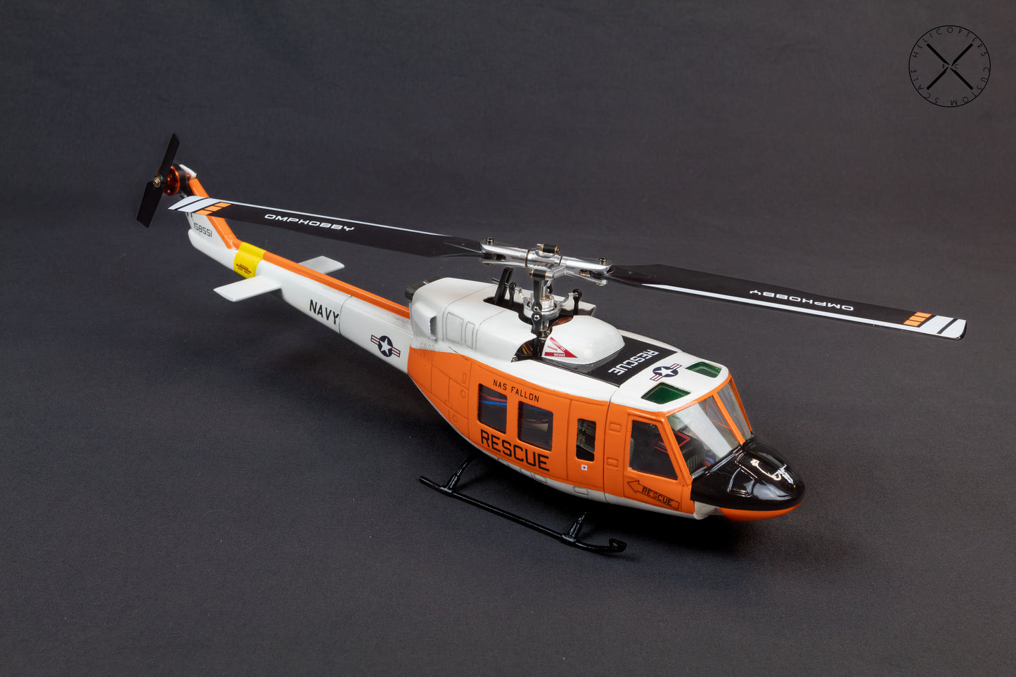 Bell 212 UH-1N Navy Rescue RC Scale Helicopter Replica with OMPHobby M1 RTF