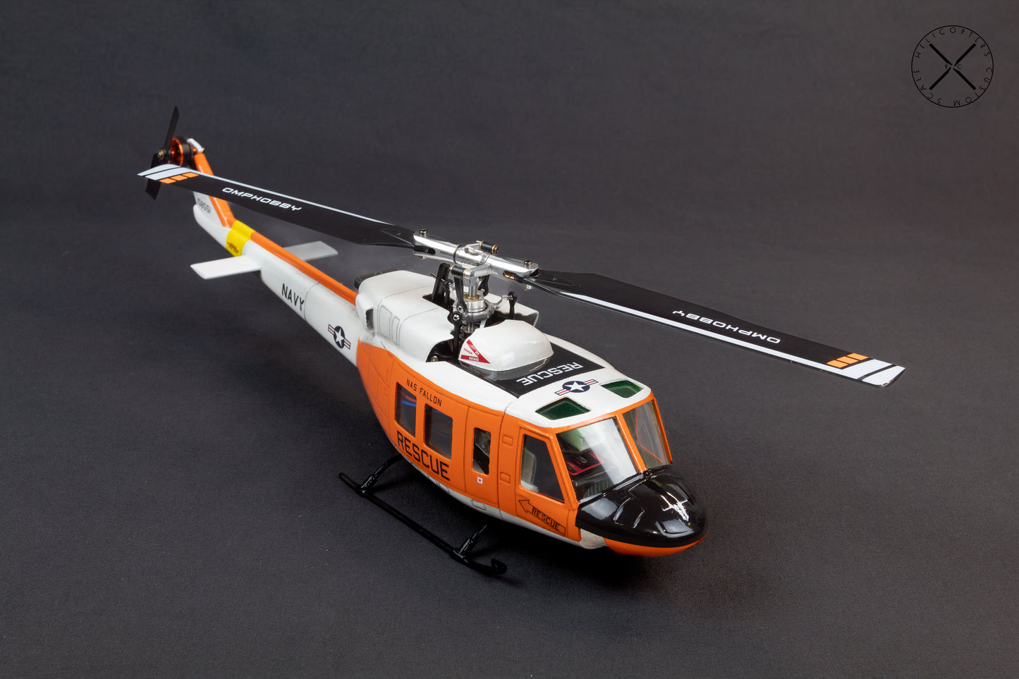 Bell 212 UH-1N Navy Rescue RC Scale Helicopter Replica with OMPHobby M1 RTF