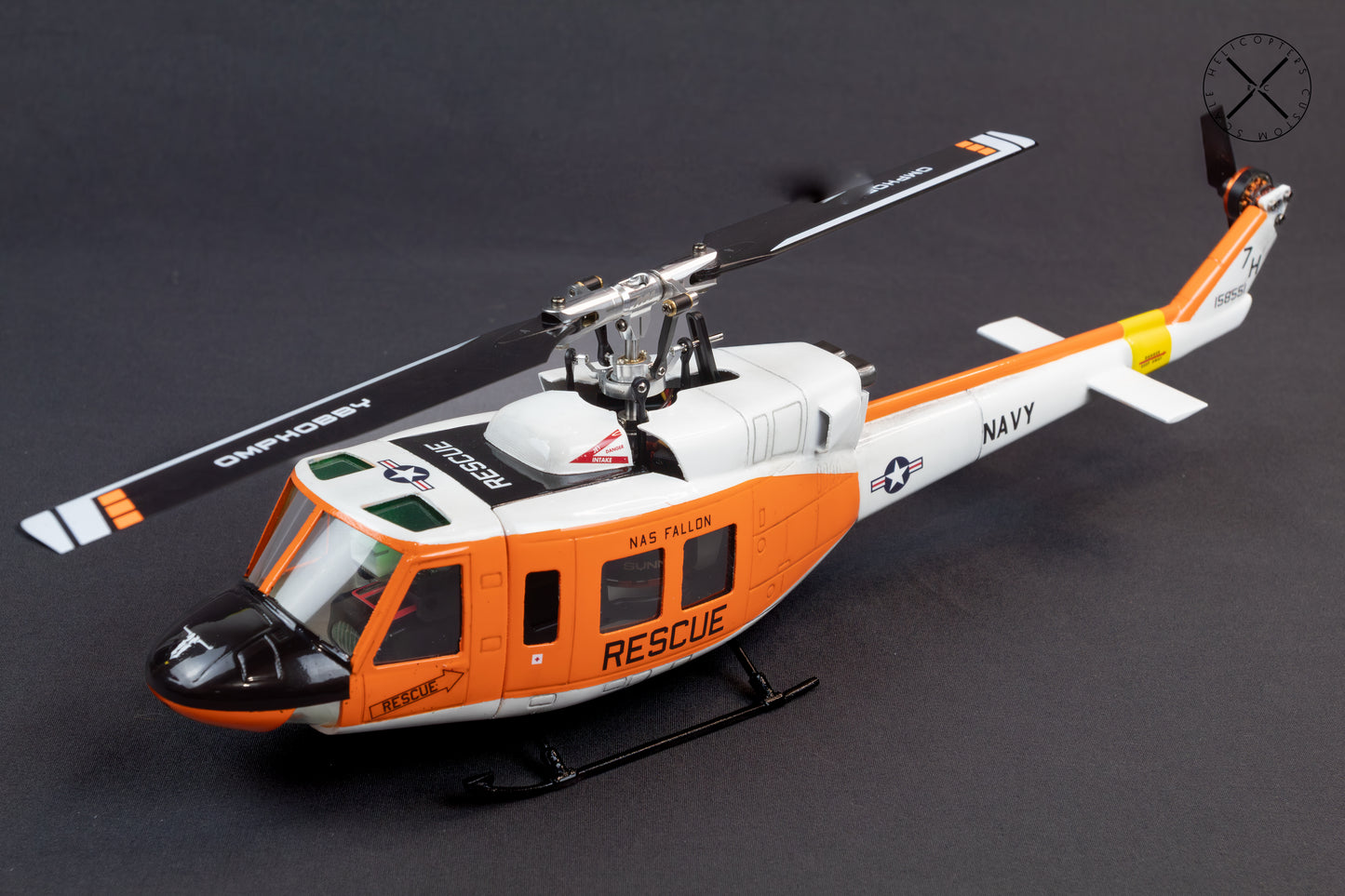 Bell 212 UH-1N Navy Rescue RC Scale Helicopter Replica with OMPHobby M1 RTF