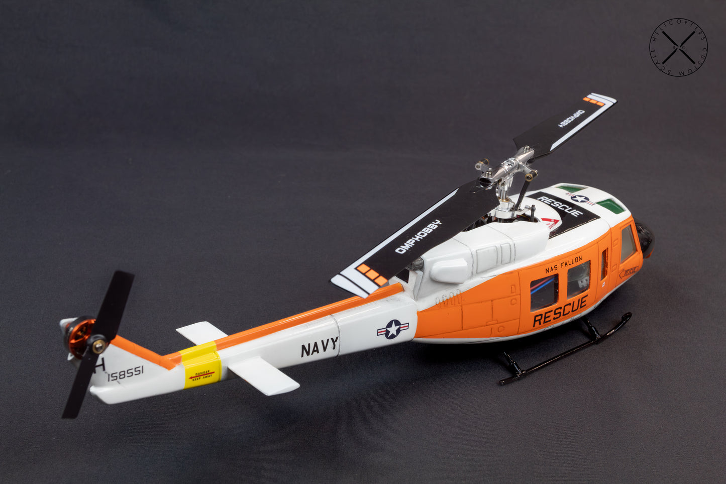 Bell 212 UH-1N Navy Rescue RC Scale Helicopter Replica with OMPHobby M1 RTF