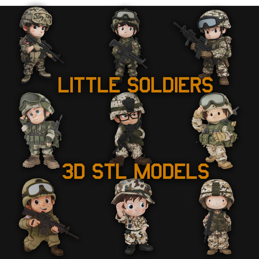 Toy Soldiers STL Bundle – 9 Miniature Soldier Models – Army Figures for 3D Printing – Tabletop Miniatures