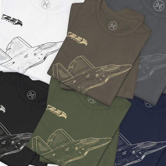F-22 Raptor Fighter Jet T-Shirt – Stealth Air Superiority Aircraft Tee – Military Aviation Gift for Pilots & Avgeeks