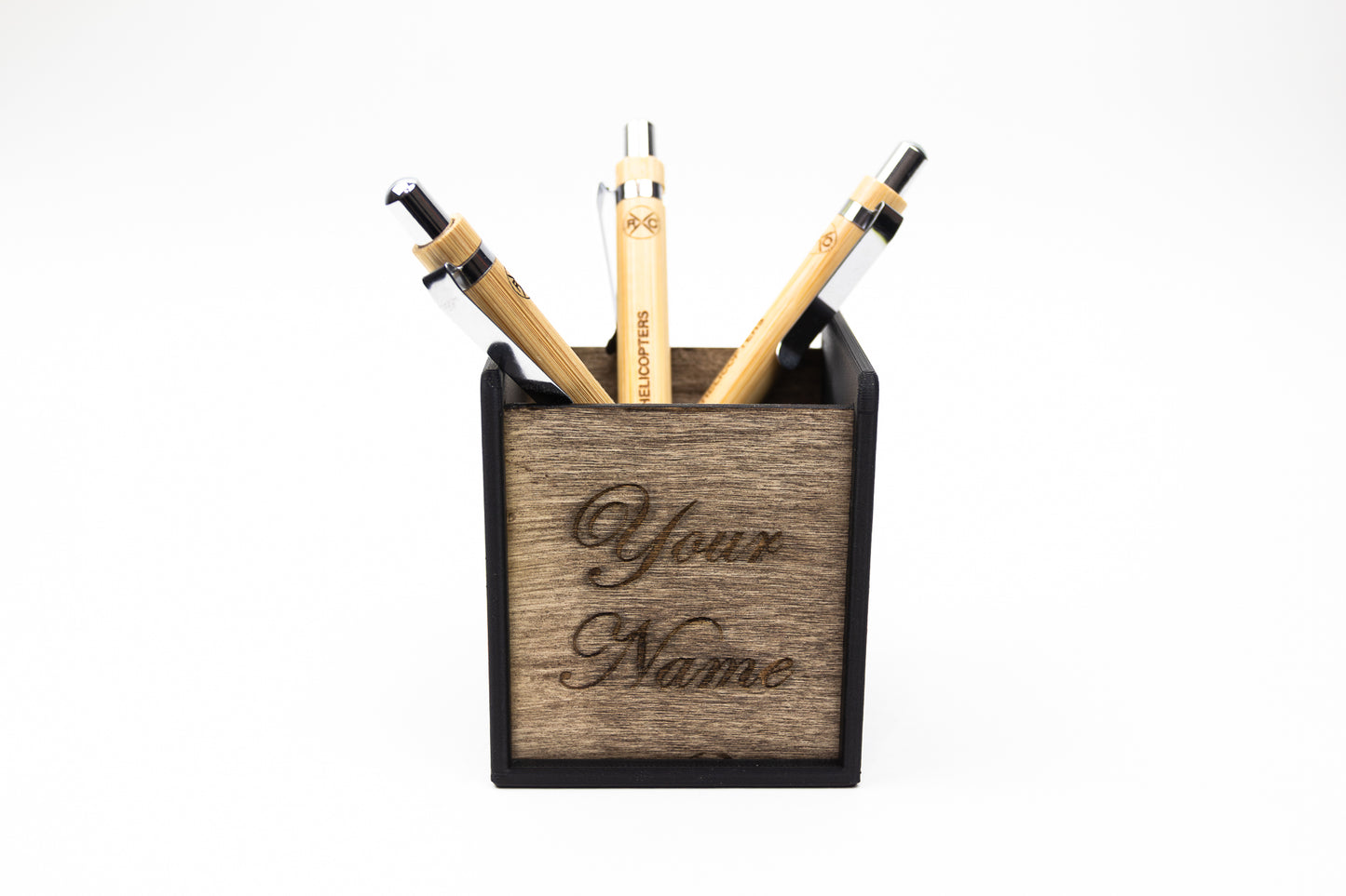 Laser Engraved Logo Desk Organizer | 3D Printed PLA Pen Cup | Custom Office Gift