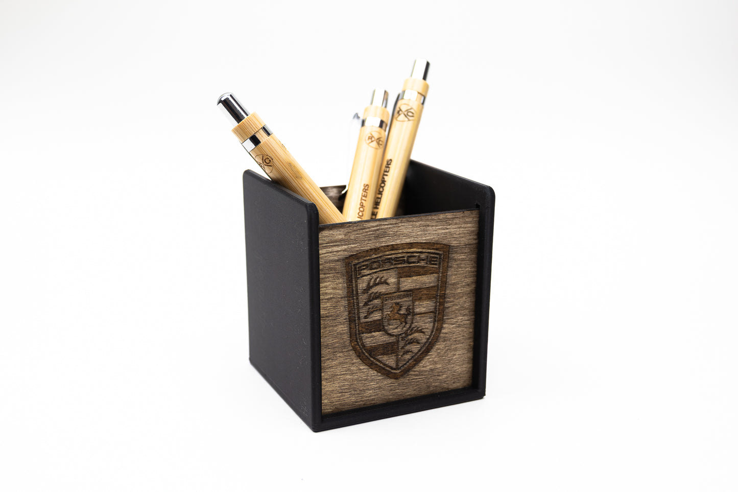 Laser Engraved Logo Desk Organizer | 3D Printed PLA Pen Cup | Custom Office Gift