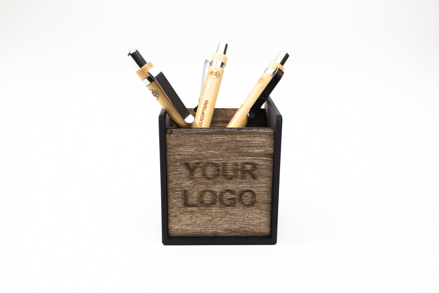 Laser Engraved Logo Desk Organizer | 3D Printed PLA Pen Cup | Custom Office Gift