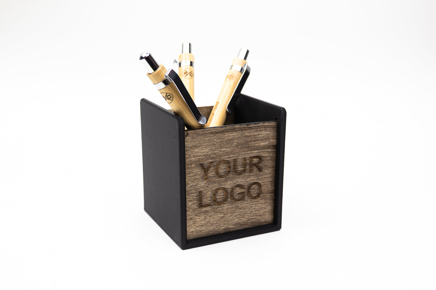 Laser Engraved Logo Desk Organizer | 3D Printed PLA Pen Cup | Custom Office Gift